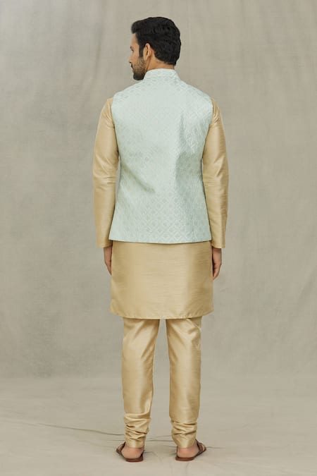 Arihant Rai Sinha Thread Embroidered Blue Bundi 