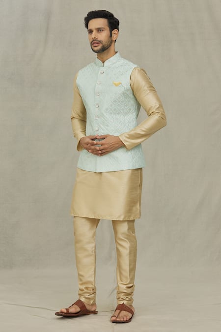 Shop_Arihant Rai Sinha_Blue Silk Sequins, Embroidery Thread Bundi _Online_at_Aza_Fashions