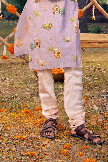 Buy Kalista Purple Chanderi Embroidery Arnav Mughal Palace Print Kurta Set Online at Aza Fashions Buy_Kalista_Purple Chanderi Embroidery Arnav Mughal Palace Print Kurta Set _Online_at_Aza_Fashions