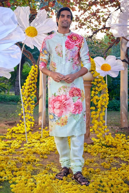 Kalista Yug Floral Print Chanderi Kurta Set 