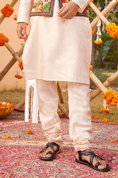 Buy Kalista Blue Silk, Chanderi Embroidery Teal Mughal Palace Print Bundi Kurta Set Online at Aza Fashions Buy_Kalista_Blue Silk, Chanderi Embroidery Teal Mughal Palace Print Bundi Kurta Set _Online_at_Aza_Fashions