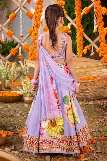 Shop_Kalista_Purple Silk, Tissue Sequins, Beads Gulshaad And Embroidered Lehenga Set _at_Aza_Fashions