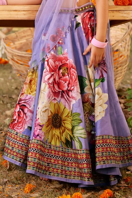 Buy_Kalista_Purple Silk, Tissue Sequins, Beads Gulshaad And Embroidered Lehenga Set 