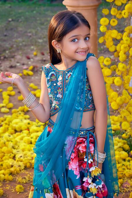 Kalista Blue Silk, Georgette Sequins, Beads Gulshaad Embroidered Lehenga Set Online at Aza Fashions Kalista_Blue Silk, Georgette Sequins, Beads Gulshaad Embroidered Lehenga Set _Online_at_Aza_Fashions