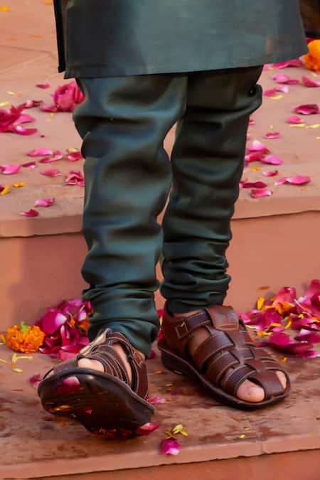 Buy_Kalista_Green Chanderi , Embroidery Floral Bundi Kurta Set 