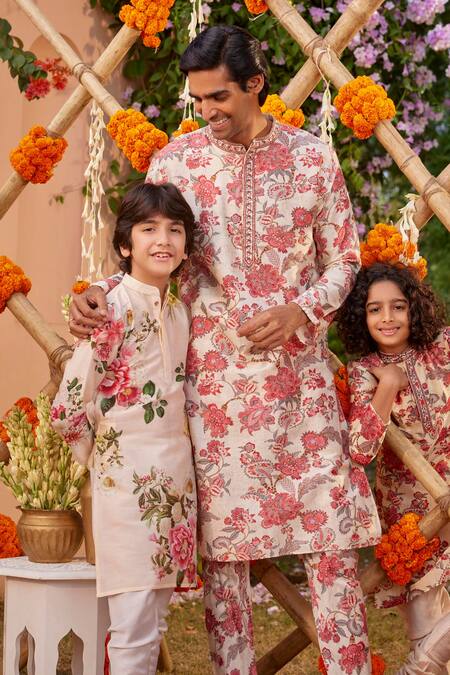 Shop Kalista Multi Color Chanderi Embroidery Arsh Chintz Print Resham Kurta And Churidar Set Online at Aza Fashions Shop_Kalista_Multi Color Chanderi Embroidery Arsh Chintz Print Resham Kurta And Churidar Set _Online_at_Aza_Fashions