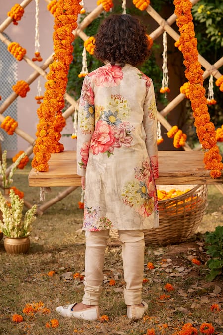 Kalista Yug Floral Pattern Straight Kurta & Churidar Set 