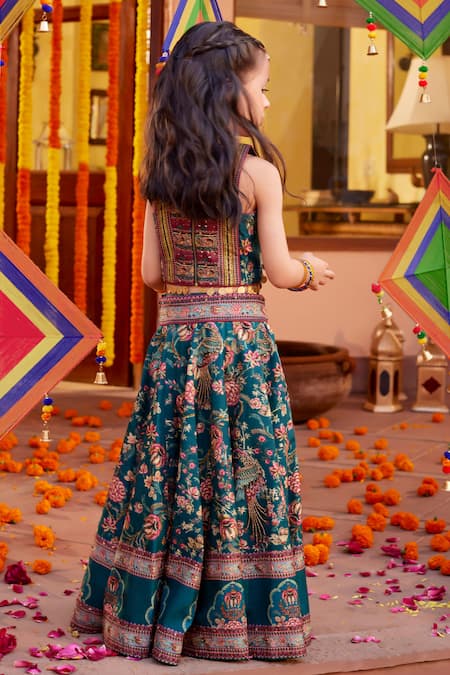 Kalista Scarlett Floral Print Motif Embroidered Lehenga Set 