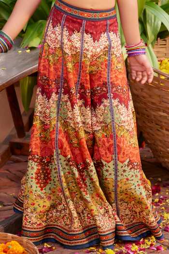 Buy_Kalista_Maroon Silk Sequins, Embroidery, Cut Work Mehvish Floral Blouse And Lehenga Set _Online_at_Aza_Fashions
