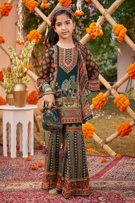 Kalista Siah Floral Pattern Kurta Gharara Set 