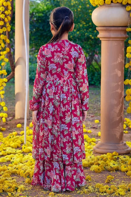 Kalista Zayna Sequin & Bead Embroidered Angarkha Kurta & Sharara Set 