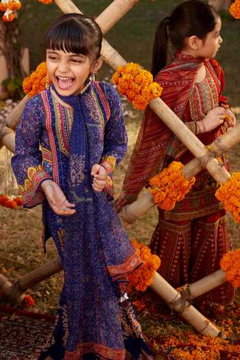 Shop Kalista Blue Viscose, Georgette Sequins, Beads, Sahiba And Work Kurta & Sharara Set Online at Aza Fashions Shop_Kalista_Blue Viscose, Georgette Sequins, Beads, Sahiba And Work Kurta & Sharara Set _Online_at_Aza_Fashions