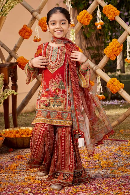 Kalista Siah Floral Pattern Kurta Gharara Set 