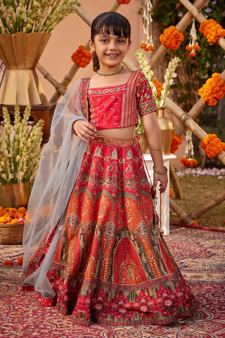 Kalista Arohi Floral Mughal Print Lehenga Set 