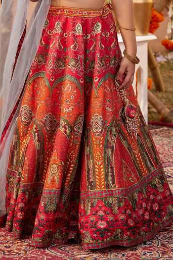 Buy Kalista Pink Net, Viscose, Silk Tassels, Arohi Floral Mughal Print Lehenga Set Online at Aza Fashions Buy_Kalista_Pink Net, Viscose, Silk Tassels, Arohi Floral Mughal Print Lehenga Set _Online_at_Aza_Fashions