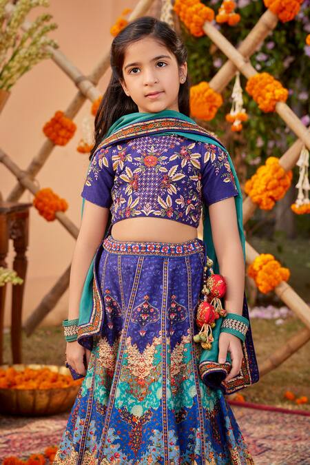 Buy Kalista Blue Silk, Georgette, Tissue Sequins, Beads Mehvish Mughal Pattern Lehenga Set Online at Aza Fashions Buy_Kalista_Blue Silk, Georgette, Tissue Sequins, Beads Mehvish Mughal Pattern Lehenga Set _Online_at_Aza_Fashions