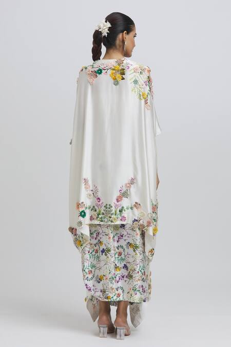 Anamika Khanna Embroidered Kaftan Kurta & Draped Skirt Set 