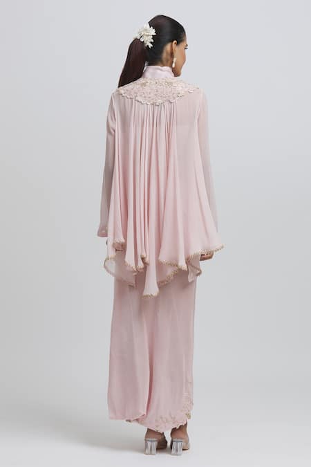 Anamika Khanna Floral Embroidered Kaftan & Draped Skirt Set 