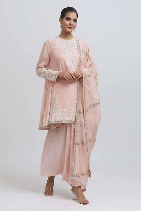 Anamika Khanna Embroidered Kurta Pleated Skirt Set 