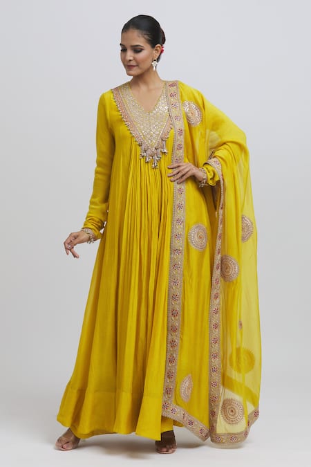 Anamika Khanna Embroidered Yoke Anarkali Set 