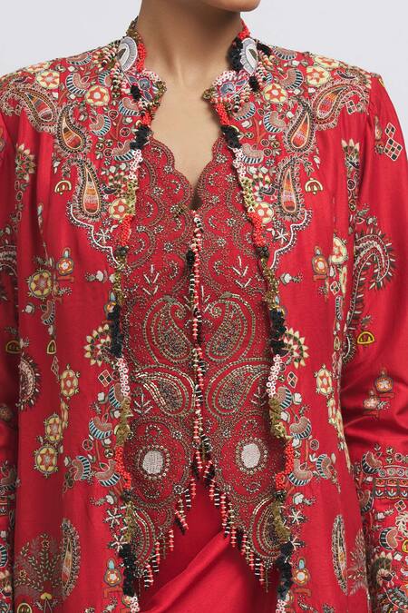 Coofandy red paisley Retro embroidered smoking jacket size SMALL | eBay