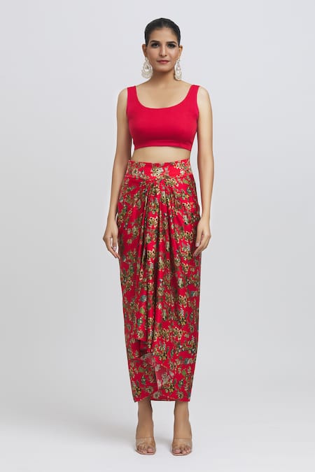 Anamika Khanna Red Silk Applique, Sequins, Embroidery Round Mughal Thread Jacket Skirt Set Online at Aza Fashions Anamika Khanna_Red Silk Applique, Sequins, Embroidery Round Mughal Thread Jacket Skirt Set_Online_at_Aza_Fashions