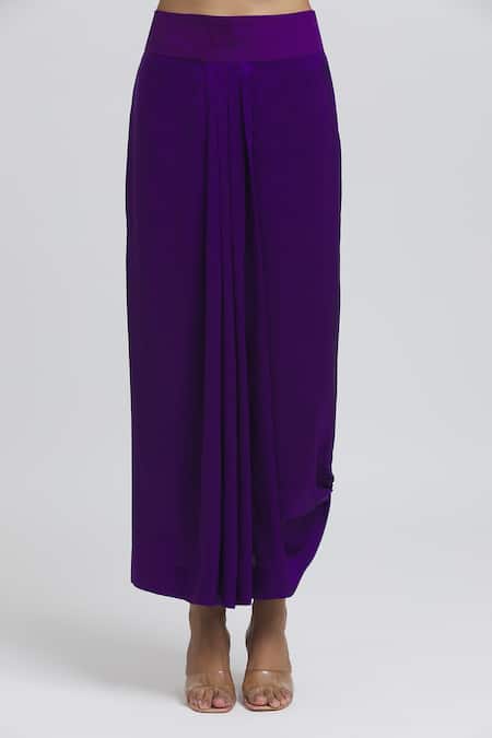 Anamika Khanna Purple Silk Beads Round Neck Paisley Embroidered Kaftan And Skirt Set at Aza Fashions Anamika Khanna_Purple Silk Beads Round Neck Paisley Embroidered Kaftan And Skirt Set_at_Aza_Fashions