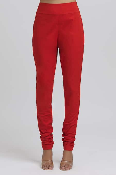 Anamika Khanna_Red Silk Embroidery, Sequins, Gota Patti, Beads V-neck Zari Yoke Anarkali Set_at_Aza_Fashions