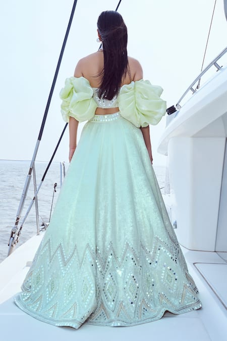 Nirmooha Prism Chevron Mirror Embroidered Lehenga Set 