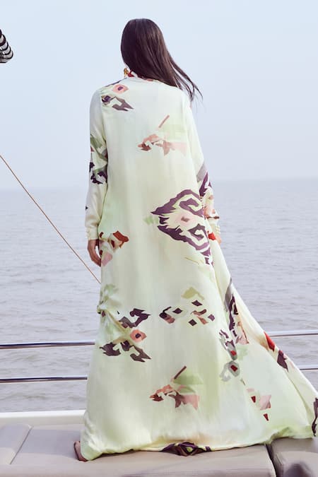 Nirmooha Floral Mosaic Print Cape Draped Pant Set 