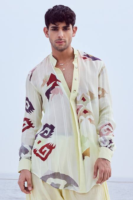 Nirmooha Green Crepe, Chiffon Patola Print Shirt And Patiala Pant Set Online at Aza Fashions Nirmooha_Green Crepe, Chiffon Patola Print Shirt And Patiala Pant Set _Online_at_Aza_Fashions