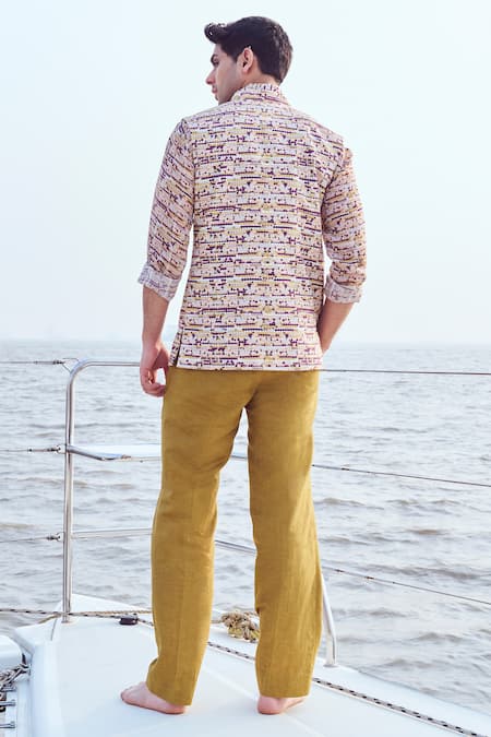 Nirmooha Geometric Print Bundi Kurta Set 