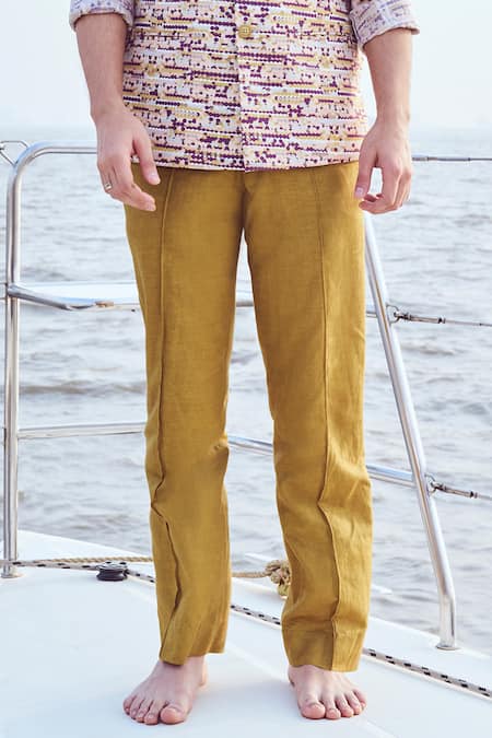 Buy_Nirmooha_Multi Color Linen, Lurex Geometric Print Bundi Kurta Set _Online_at_Aza_Fashions