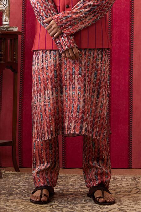 Soup By Sougat Paul Multi Color Muslin, Silk Stripe Print Bundi Kurta Set Online at Aza Fashions Soup By Sougat Paul_Multi Color Muslin, Silk Stripe Print Bundi Kurta Set _Online_at_Aza_Fashions