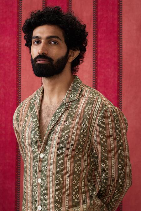 Soup By Sougat Paul Multi Color Cotton, Silk Embroidery Bandhej Print Long Shirt With Pant at Aza Fashions Soup By Sougat Paul_Multi Color Cotton, Silk Embroidery Bandhej Print Long Shirt With Pant _at_Aza_Fashions