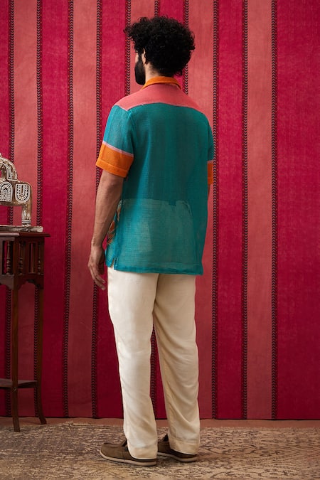 Shop_Soup By Sougat Paul_Multi Color Cotton, Silk Embroidery Zinnia Floral Print Shirt With Pant _at_Aza_Fashions