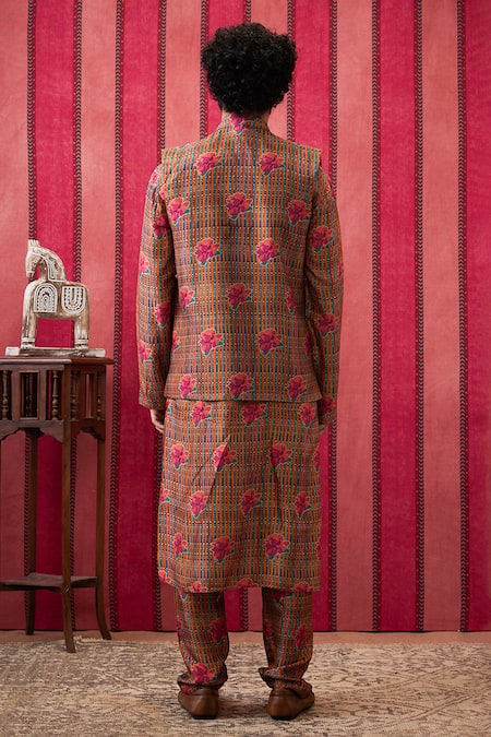 Soup By Sougat Paul Multi Color Floral Embroidered Bundi Kurta Set 
