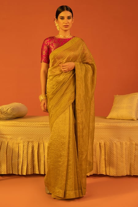 Kridha Designs Gauri Chanderi Saree With Brocade Blouse 