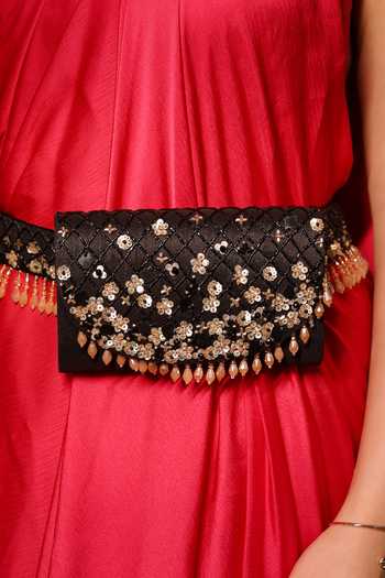 House Of Vian Faiza Checkered Embellished Belt Bag 