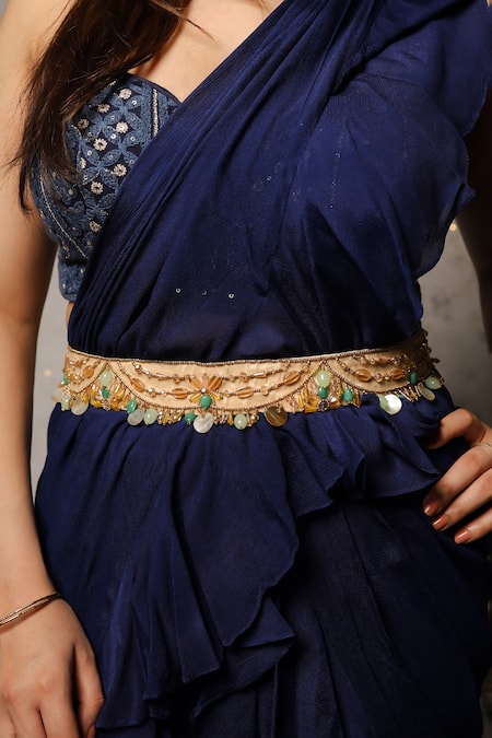 Buy_House Of Vian_Multi Color Pearls, Stones, Glitter Zubeda Embroidered Belt Bag _Online_at_Aza_Fashions