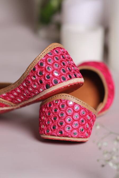 House Of Vian_Pink Embroidery Sultana Juttis _Online_at_Aza_Fashions