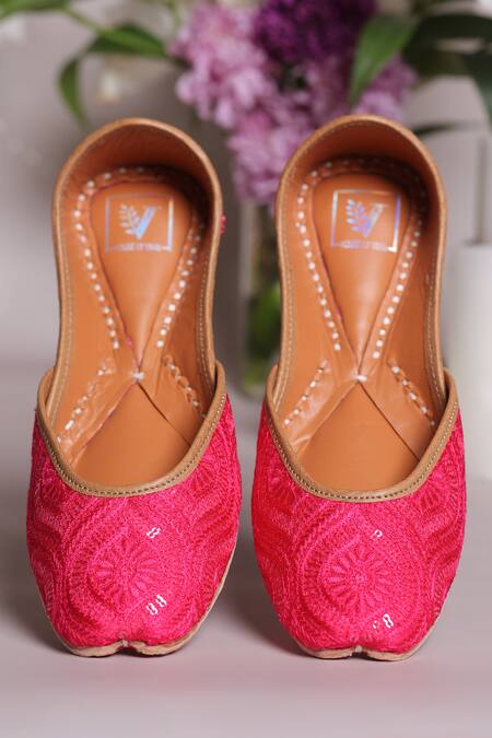 Shop_House Of Vian_Pink Embroidery Sultana Juttis _Online_at_Aza_Fashions