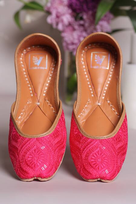 House Of Vian_Pink Embroidery Sultana Juttis _at_Aza_Fashions