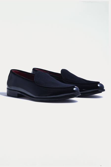 Morf_Black Cocktail Almond Toe Penny Loafers_Online_at_Aza_Fashions