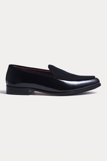 Shop_Morf_Black Cocktail Almond Toe Penny Loafers_Online_at_Aza_Fashions