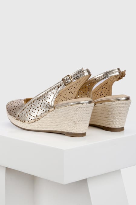 Buy_Oroh_Gold Cut Work Savannah Cut-out Wedges_Online_at_Aza_Fashions
