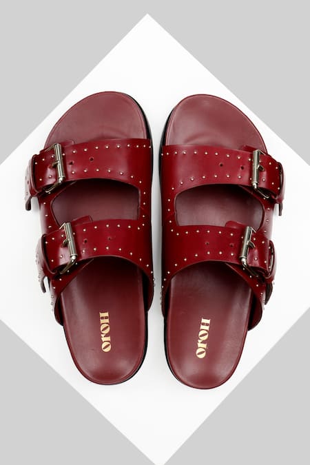 Buy Oroh Red Studs Meilila Embellished Flat Online at Aza Fashions Buy_Oroh_Red Studs Meilila Embellished Flat _Online_at_Aza_Fashions