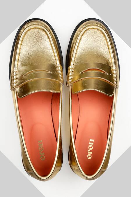 Buy_Oroh_Gold Jaca Metallic Moccasins _Online_at_Aza_Fashions