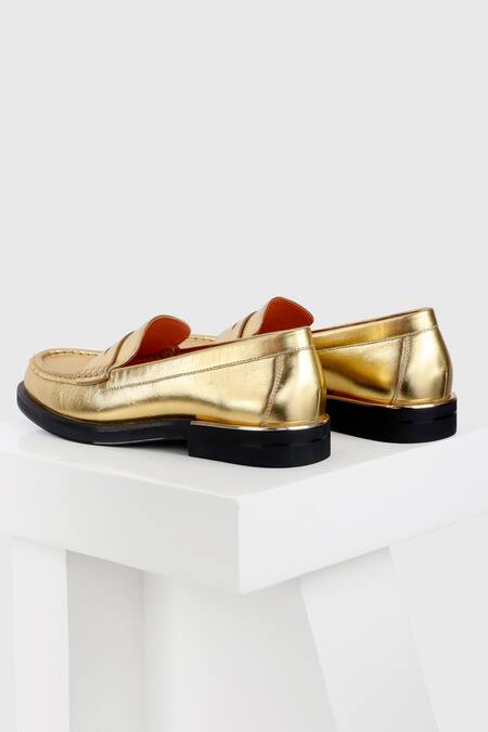 Shop_Oroh_Gold Jaca Metallic Moccasins _Online_at_Aza_Fashions
