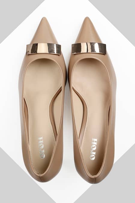 Oroh_Beige Brooches Linea Leather Embellished Pumps _Online_at_Aza_Fashions